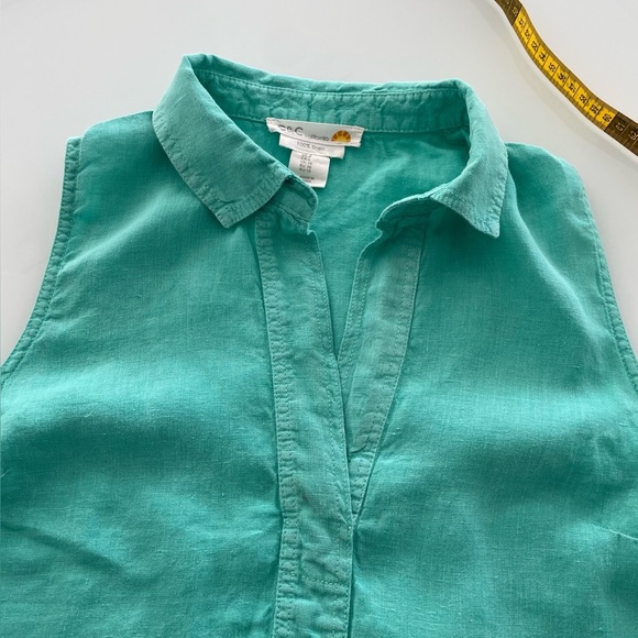 C&C California Dress Size 6 Aqua Marine
Sleeveless Collared V Neck Pure Linen - Picture 3 of 7